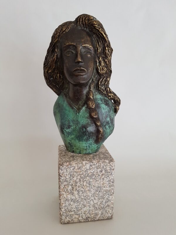 Obras de arte, escultura de bronce, busto chica