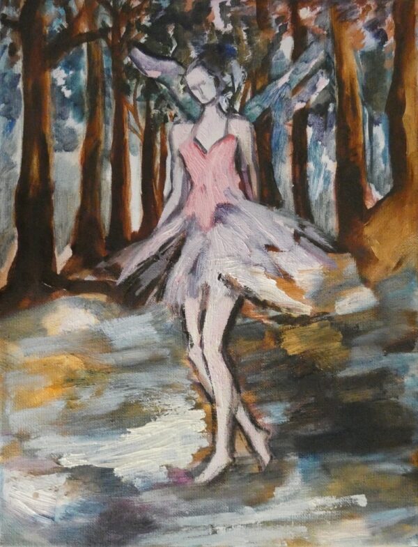 Venta Arte Online, Ángel bailarina en el bosque, óleo sobre lienzo
