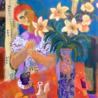 Bodegón con figura detrás