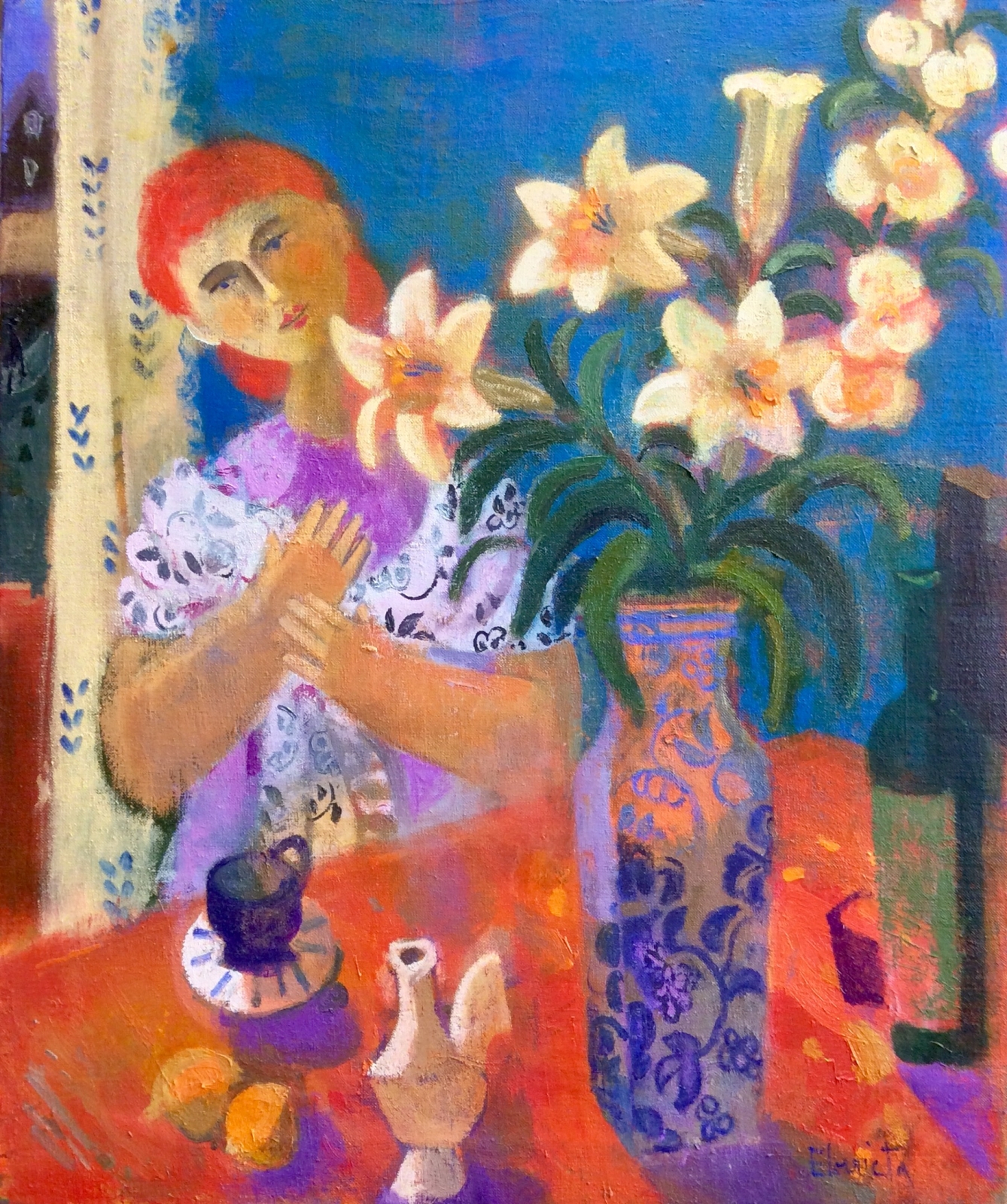 Bodegón con figura detrás